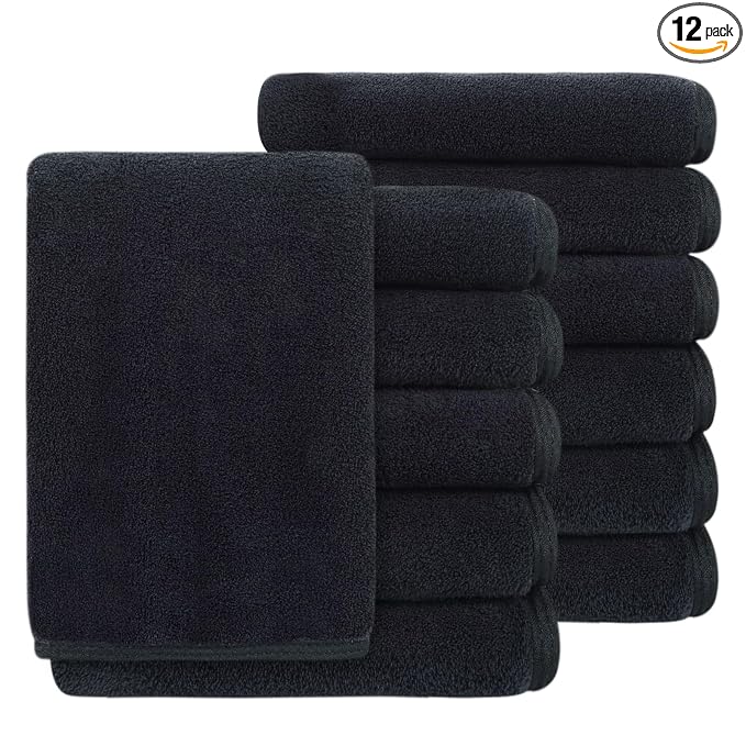 SINLAND Absorbent Coral Velvet Washcloth Ultra Soft Microfiber Face Towels 12 x 12 inch Multi-Purpose Face Cloths for Household and Sport
