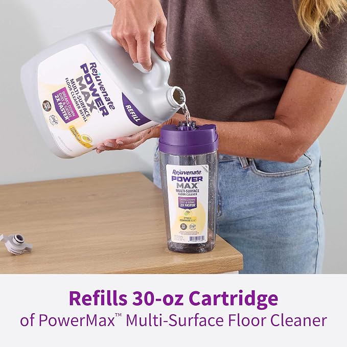 Rejuvenate PowerMax Multi-Surface Floor Cleaner Refill, Citrus & Cedarwood Scent, Designed for All Floor Types, Breaks Down Dirt and Grime for a Powerful Clean, 128 Ounces | Breaks Down Dirt & Grime 2x Faster*, Use on Sealed Hardwood, Laminate, Vinyl &...