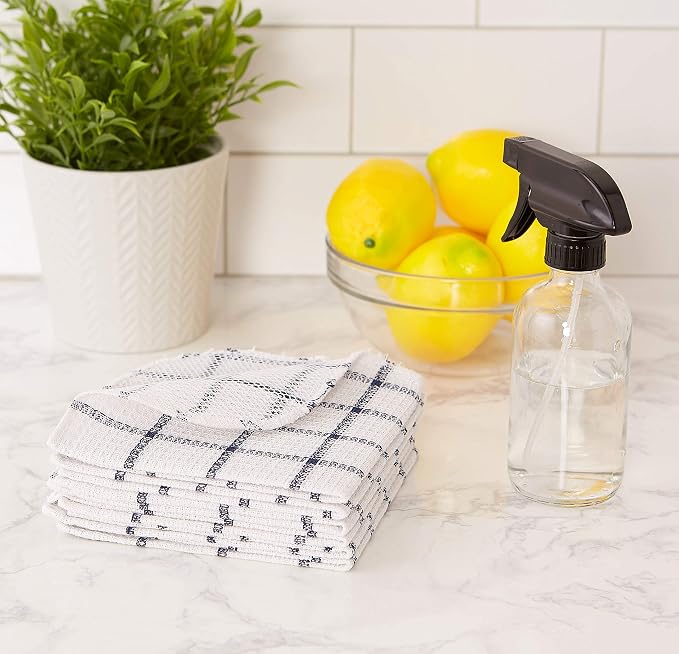 DII Scrubber Dishcloths Collection Windowpane Dishrag Set, 12x12, White/Nautical Blue Stripe, 6 Piece