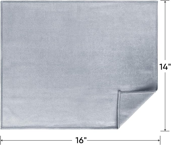 HOMEXCEL Microfiber Glass Cleaning Cloths 6 PK, Lint Free Streak Free, Reusable Microfiber Magic Cleaning Cloth for Cleaning Windows, Glasses, Mirrors, Screens, Stainless Steel, and More, Grey-14”×16”
