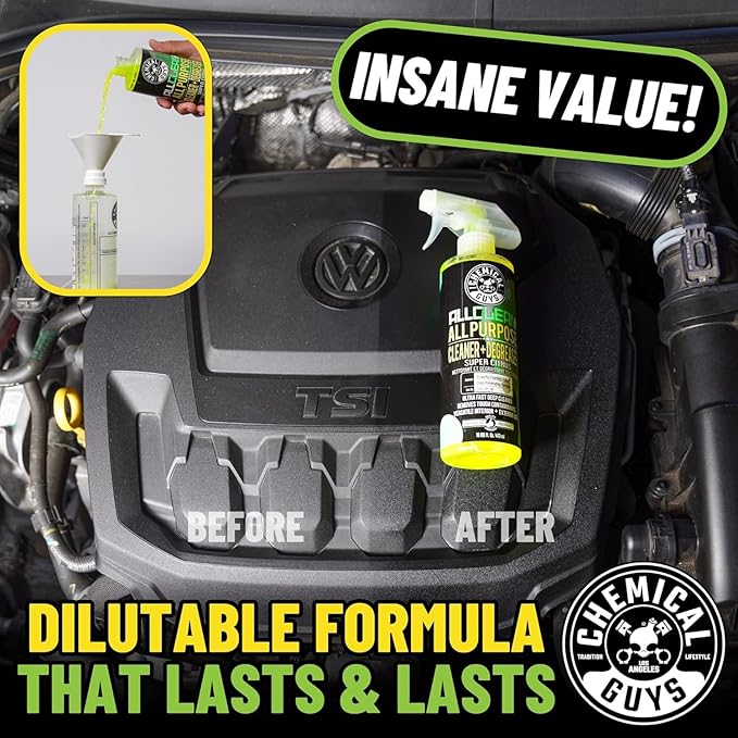 Chemical Guys, All Clean+ Citrus All-Purpose Cleaner & Degreaser, 2 x 16 oz | Citrus all-purpose cleaner cuts grease, grime and stains on interior and exterior surfaces, dilutable, two pack
