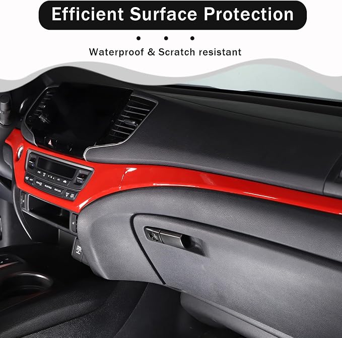 Center Console Dashboard Panel Strip Trim for Honda Pilot 2016-2022 Interior Decorative Cover Protector Accessories Anti Scratch ABS Material (Sport Red)