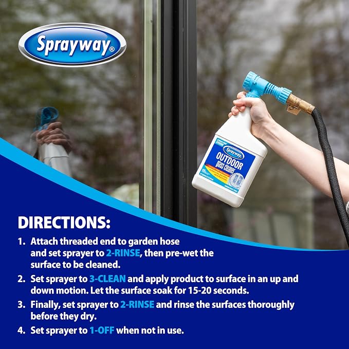 Sprayway Outdoor Glass Cleaner, 32oz | Streak-Free Shine, Foaming Action | Ideal for Windows, Patio Doors, and Outdoor Glass Surfaces