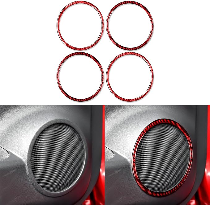 Red Real Carbon Fiber Trim for Nissan Rogue Accessories | for 2014-2020 / Rogue Sport 2017-2022 Door Inner Horn Ring Sticker Interior Thick Overlay Decal