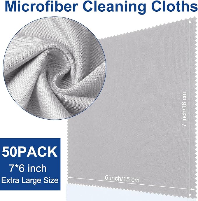 Frienda 12 Pack Large Microfiber Glass Cleaning Cloths 12 x 12 Inch Oversized Sunglasses Cleaning Cloths for Electronics Glasses Screens and Lenses (Black,Light Gray)