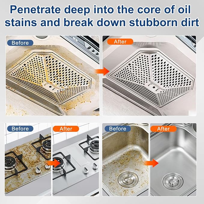 Heavy Duty Kitchen Degreaser Spray – Multi-Surface Oil & Grease Remover for Oven, Stovetop, Grill, Range Hood & Cookware, Non-Abrasive Low-Odor Formula, Effective Cleaner for Kitchen Surfaces