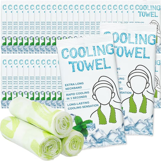 25 Count Disposable Cooling Towel, 23.6''x 7.9'' Large Cooling Body Wipes, Sports Ice Towel for Hot Weather Oversized and Extra Thick, Individually Wrapped for Sport Player