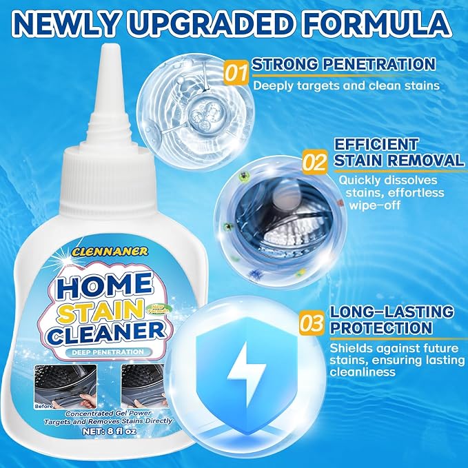 Mold Stain Cleaner Gel, 8 Fl oz Powerful Mold and Mildew Stain Remover with Brush Applicator for Sink, Shower, Caulk, Tile Washing Machine Gasket, Bathroom Grout and Front Loader Seal