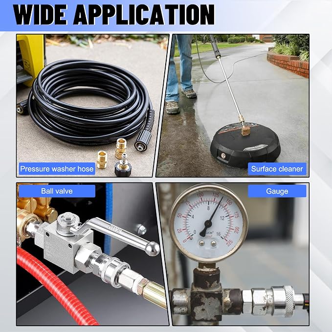 8 Pieces 3/8 Inch Quick Connect Pressure Washer,Stainless Steel | Male and Female 3/8" NPT Thread Quick Connect Hose Fittings Adapter