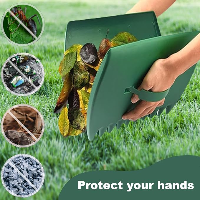 Leaves Grabber, 2pcs Handheld Hazelnut Leaf Scoop, Fast Lawn Remove Fallen Collection Garden and Yard Leaf Scoops Hand Rakes Used to Pick Up Leaves, Grass Clippings, Trash(Green)