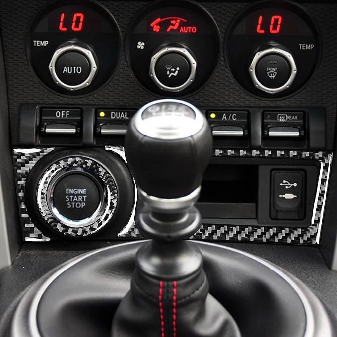 Real Carbon Fiber Trim for Subaru Accessories | for BRZ 2016 2017 2018 2019 2020 Engine Stop Start Button Cover Storage Box Panel Interior Thick Overlay Decal - A