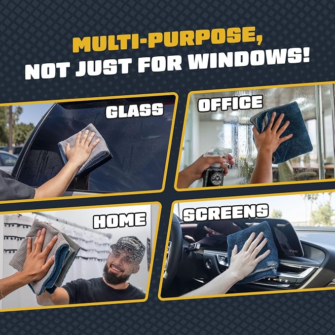 Chemical Guys, Clean Stroke Dual-Sided Glass Towels, 16 x 16 in, 2 Pack | Streak-free, lint-free dual-sided towels wipe glass and mirrors clear, scratch-safe for cars, trucks and home