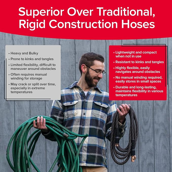 Pocket Hose 100 FT Copper Bullet Expandable Garden Hose w/10 Pattern Thumb Spray Nozzle AS SEEN ON TV 650psi 3/4 in Patented Lead-Free Ultra-Lightweight Solid Copper Anodized Aluminum