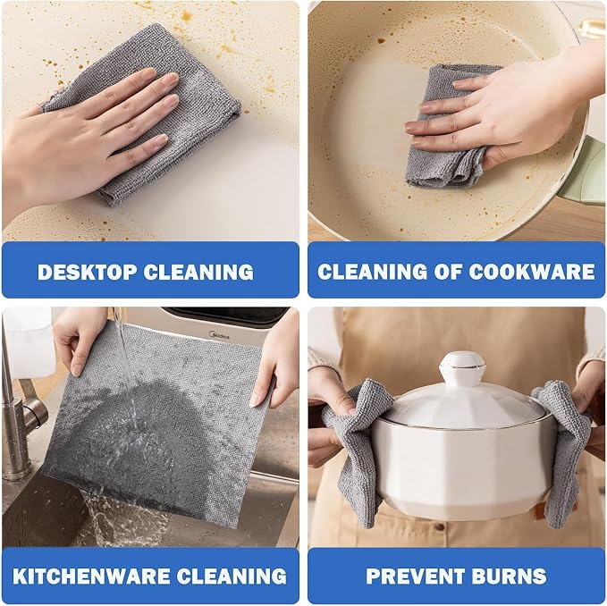 55 Pack Microfiber Cleaning Cloth Roll, Tear Away Reusable Towels, 11" X 9", Ultra Absorbent & Lint Free Cloth for Cars, Kitchen, Window, Home and Shop, Grey