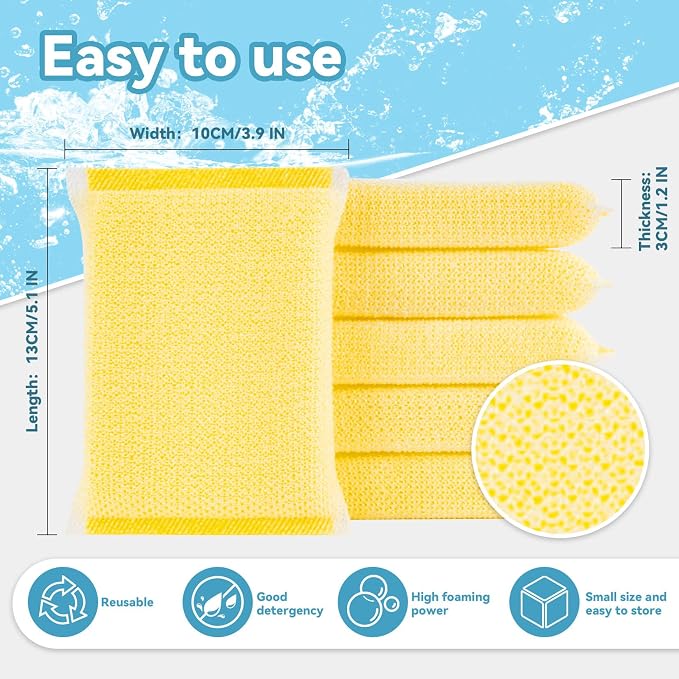 MAQIHAN Sponges Kitchen Scrubbing Pad - 9PCS All-Purpose Non Scratch Scrubbing Sponges, Scouring Pads for Washing Kitchen Stove, Dish, Bowl, Pot, Sink, Bathtub, Reusable Cleaning Pad Dish Sponge