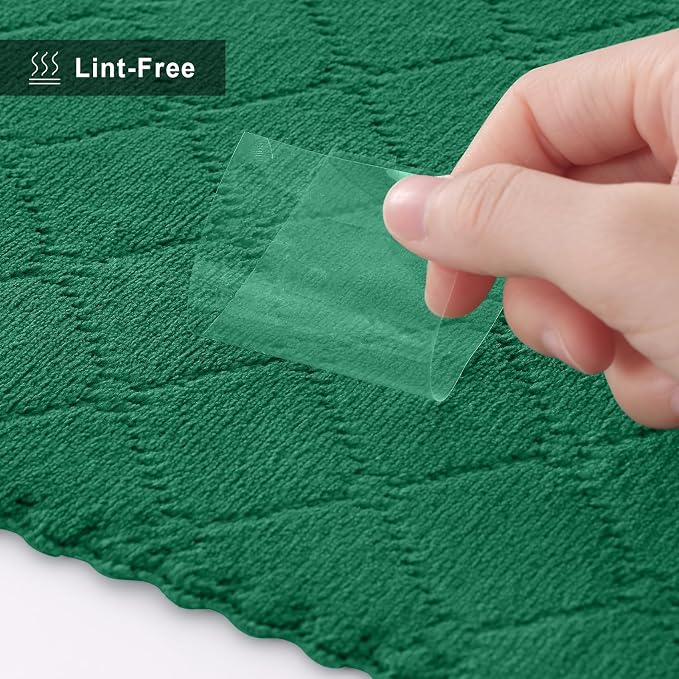 Homaxy 12 Pack Dish Towels for Kitchen (10 x 20 Inches, Dark Green), Super Soft and Absorbent Coral Velvet Dish Cloths for Washing Dishes, Nonstick Oil Fast Drying Microfiber Cleaning Cloth