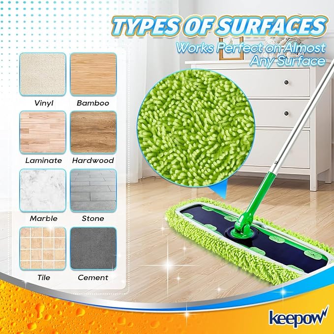 KEEPOW XL Mop Pads Compatible with Swiffer XL Sweeper, 5 Pack Multicolor | X-Large Dry Sweeping Cloths, XL Wet Pads Refills, Reusable Microfiber Heavy Duty Wet Mopping Cloths for Floor Cleaning