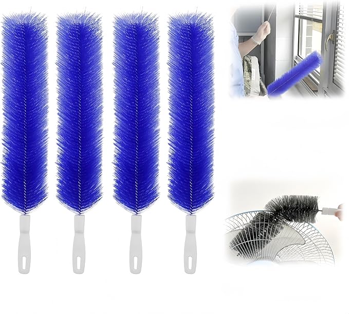 Bendable Microfiber Head, 2026 Fan Cleaner Brush Reusable Dust Remover Washable ldeal for Electric Fans Air Conditioning, Home Car Vents, Curtain (Blue 4 Pcs)