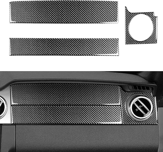 Real Carbon Fiber Trim for Ford Mustang GT Shelby Accessories | for 2005 2006 2007 2008 2009，Passenger Instrument Dashboard Cover，Thick Overlay Sticker Decal，3PCs