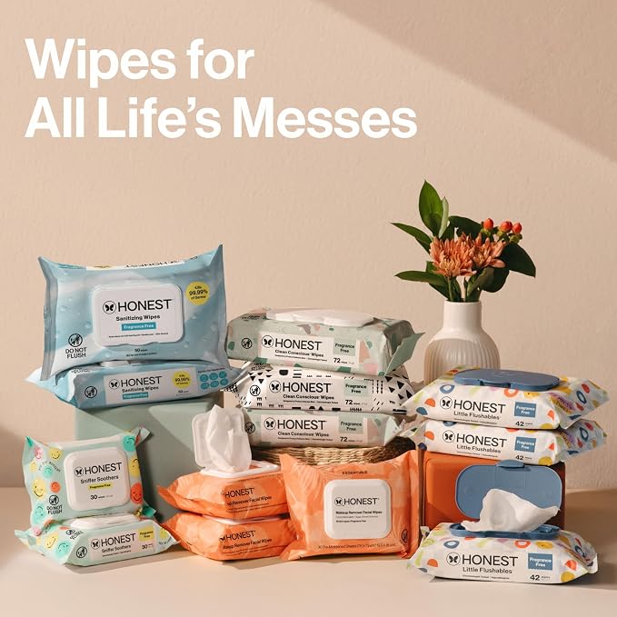 The Honest Company Hypoallergenic Multi-Use Baby Wipes for Sensitive Baby Skin, Pattern Play, 60 Count (Pack of 12)