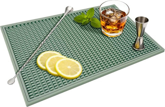 ZJWZLG Bar Mat - Premium 18"X12" Rubber Bar Mats for Countertop, Non-slip Dish Drying Pad & Bartender Mat with for Fast Drying, Ideal Bar Tools for Home Bar, Cocktail Set, And Kitchen Use(Green)