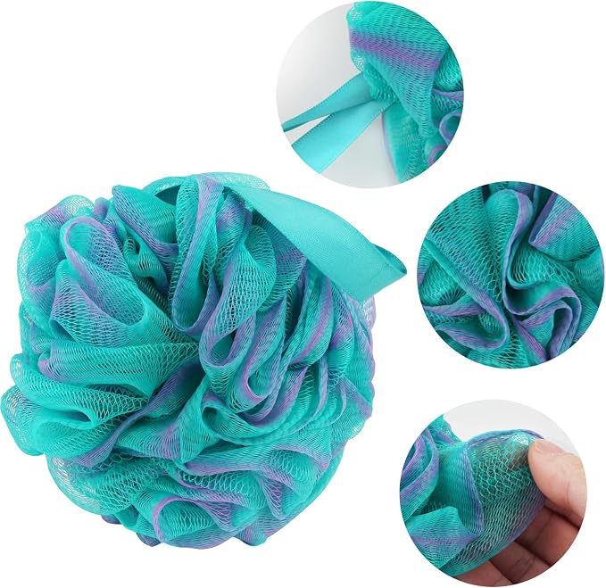 Fu Store Loofah Sponge Shower Loofahs 70g Bath Sponges Mesh Balls 4 Multi Color for Body Scrubber Exfoliator Wash Back Scrubbers Bathroom Men Women 4 Pack Cleaning Bathing Accessories