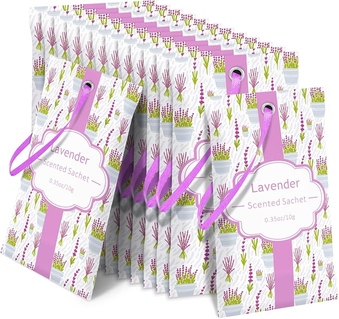 STRN Scented Sachets for Drawer and Closet, Lavender Scent 14 Pack for Home | Long-Lasting Sachets, Small Space Air Freshener for Wardrobes