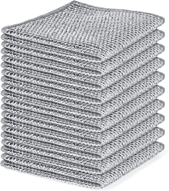 Aidoclip 10PCS Set Non-Scratch Steel Wool Dishcloth - Multi Purpose Wire Dishwashing Rags Kitchen Towels and Dishcloths Sets Durable Cleaning Pads Bathroom Home Essentials Cleaning Supplies Tools