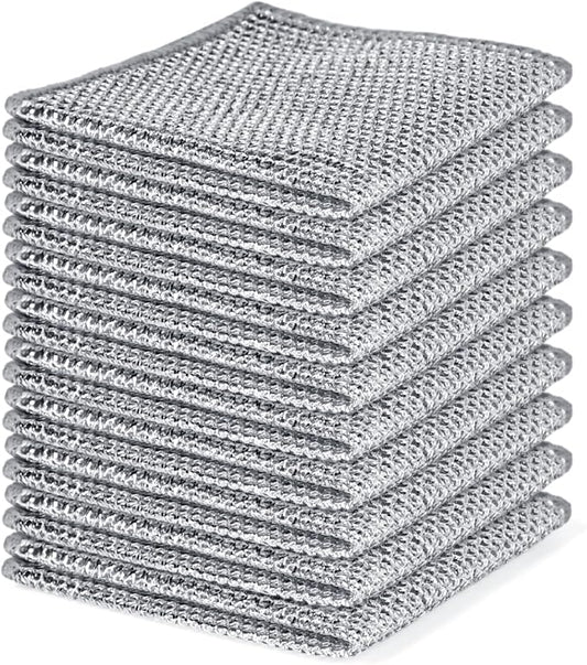 Aidoclip 10PCS Set Non-Scratch Steel Wool Dishcloth - Multi Purpose Wire Dishwashing Rags Kitchen Towels and Dishcloths Sets Durable Cleaning Pads Bathroom Home Essentials Cleaning Supplies Tools
