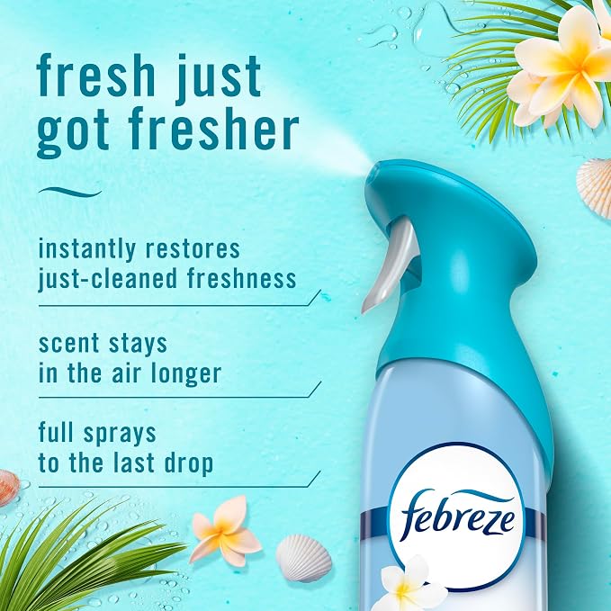 Febreze Air Mist, Air Freshener Spray, Odor Fighting Room Spray, Deodorizer for Home Bathroom Kitchen Office Apartment Dorm Room Classroom, Bora Bora Waters Scent, 8.1oz (Pack of 2)