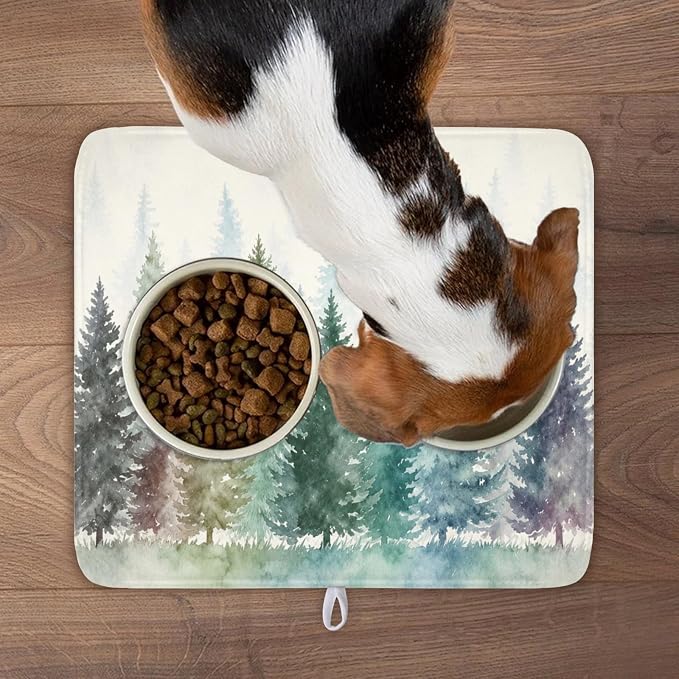 Giwawa Pine Tree Dish Drying Mat Natural Forest Fog Microfiber Dishes Pad 16x18 Inch Absorbent Fast Dry Dish Drainer Rack Mats for Kitchen Counter