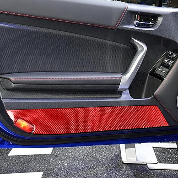 Red Real Carbon Fiber Accessories Decals Inner Door Panel Lower Cover Trim Compatible with Subaru BRZ/Scion FR-S/Toyota 86 2016 2017 2018 2019 2020 Car Interior Stickers