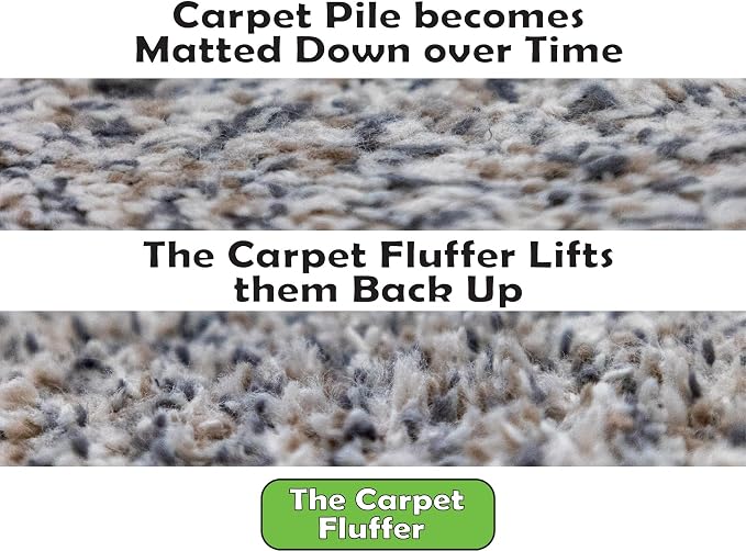 The Carpet Fluffer by Johnny World Products – Revitalize Matted Carpets and Rugs Instantly – Handheld, Easy-to-Use Tool for High-Traffic Areas, Stairs, and Pet Hair Removal