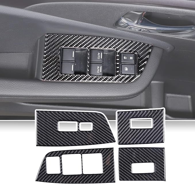 Car Window Lift Switch Cover for Honda Pilot 2016-2022/ Passport 2019-2023, Interior Window Switch Button Panel Decoration Frame Cover, Carbon Fiber (Glass Lift Switch Frame)