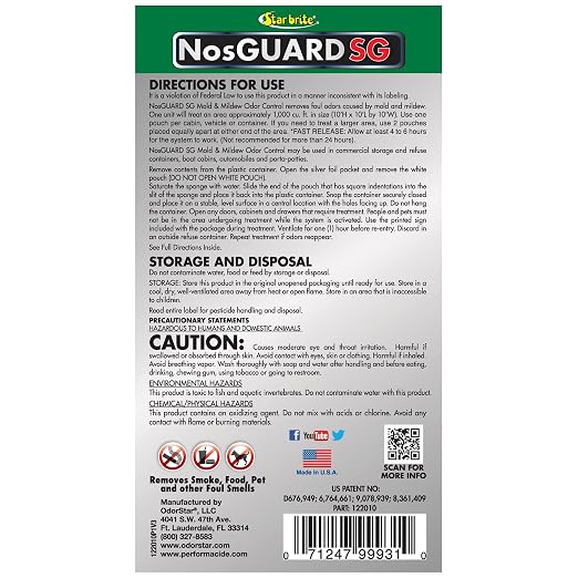 STAR BRITE Mold & Mildew Odor Eliminator - 10 Grams - ClO2 Gas Generator - Powerful Chlorine Dioxide Vapor - Long-Lasting Odor Control - Ideal for Homes, Boats & Commercial Spaces (122010)