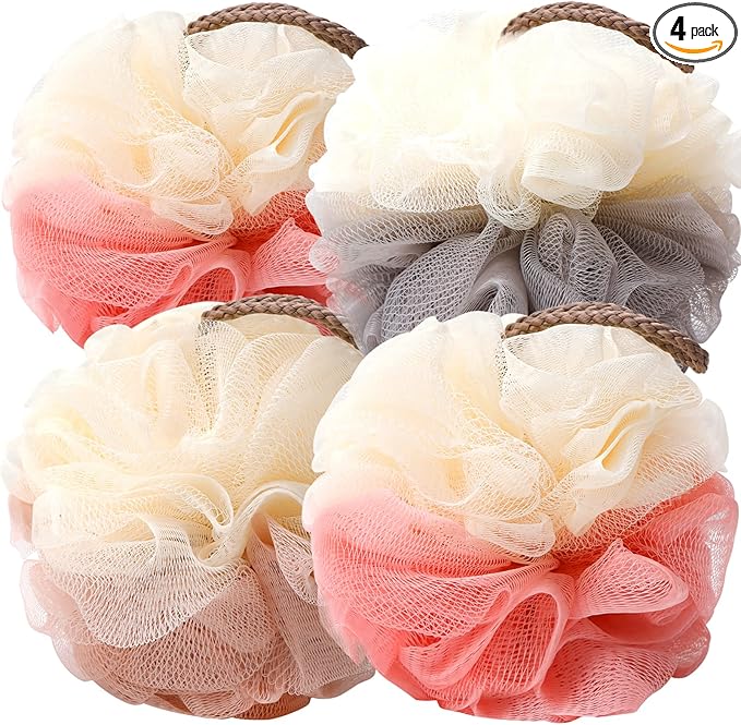FARMOGA Bath Loofah Sponge Back Scrubber Shower Sponge Soft Mesh Exfoliator Pouf Shower Ball Bath Sponges for Women and Men Bath Accessories