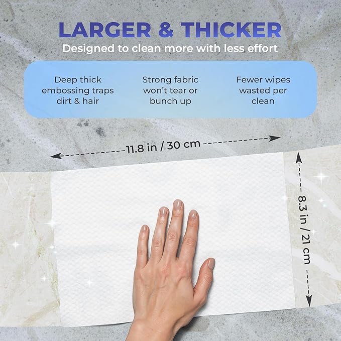 Baking Soda Cleaning Wipes - Wet Floor Mopping Pad Refills | Replacement Compatible with Swiffer Sweeper Mop - Larger & Thicker Disposable Cloths for Multi-Surfaces - 30 Count (9 Pack)