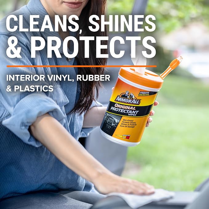 Armor All Car Interior Original Protectant Wipes, 90 Count, UV Protectant | Car cleaner wipes for vinyl, rubber, plastic, trim, and dashboards with a non-greasy, streak-free medium shine
