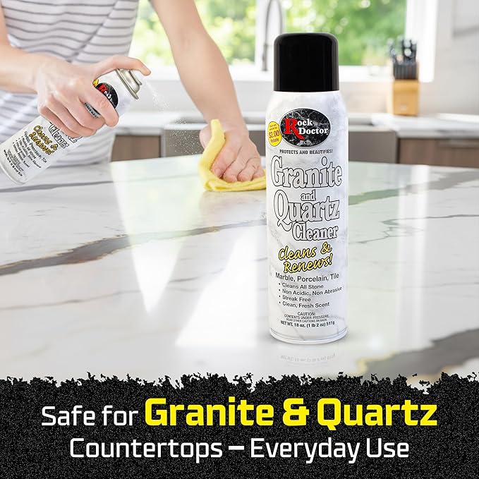 Rock Doctor Granite & Quartz Cleaner Spray 18 oz. Can, Cleans Tile, Marble, Kitchen Countertop, and Natural Stone Surfaces, Streak-Free Shine - Pack of 4