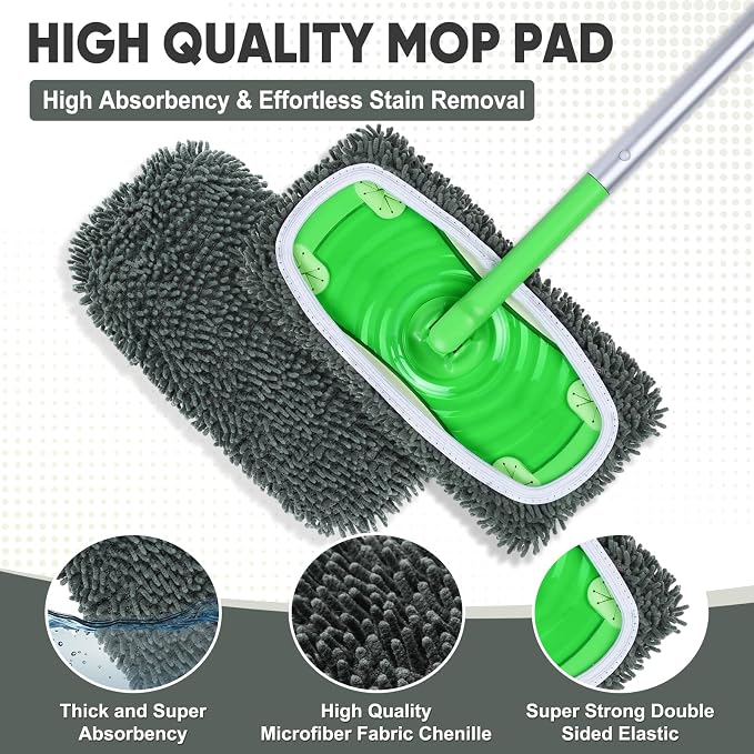 6-Pack Reusable Microfiber Mop Pads Compatible with Swiffer Sweeper, Dry & Wet Sweeping Cloths - Washable Wet Pads Refill for Multi-Surface/Hardwood Floor Cleaning -Grey