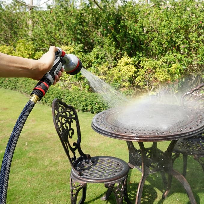 Eden PRO 94830 Metal Rear Trigger 6-Pattern Turbo Nozzle | Heavy-Duty Hose Sprayer for Garden, Lawn, Plants, Outdoor Cleaning, Durable Aluminum Core, Quick Connect Set Bundle