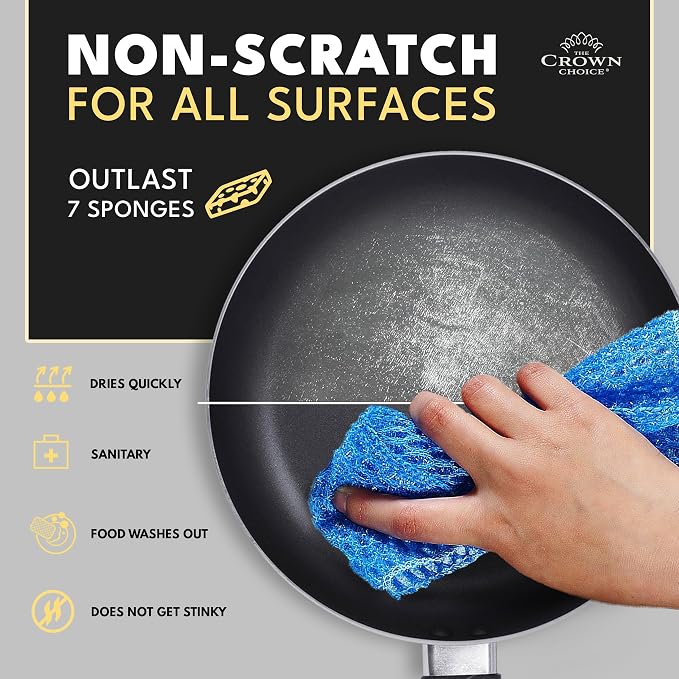 Non Scratch Dish Scrubbers for Cleaning Dishes (12 PK) - Reusable Kitchen Sponge - Replace Dish Sponges for Washing Dishes - Best Household Scrubbing Pad & Alternative Dishwashing Scrub Pads Supplies