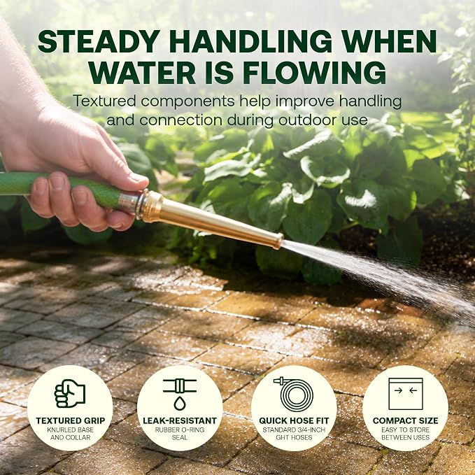 Rain Bird HENZLB6JET 6-Inch Lead-Free Brass Jet Hose End Nozzle - High Pressure Garden Hose Nozzle with Focused Jet Stream, Durable Brass Construction, 3/4 in GHT Connection for Outdoor Cleaning