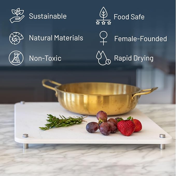 LARGE White Stone Dish Drying Mat for Kitchen Counter - Premium Diatomaceous Earth Mat | Quick Drying, Super Absorbent | (19" x 15") Non-Toxic, BPA-Free, Eco-Friendly | Female Founded USA Brand