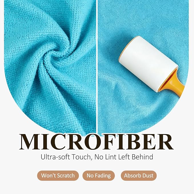 30 Pack Microfiber Cleaning Cloths, Dish Towels for Kitchen, Cleaning Rags for Car, Window, Bathroom, Household, Ultra Absorbent Cleaning Supplies Lint Free Streak Free, Reusable & Washable (Blue)