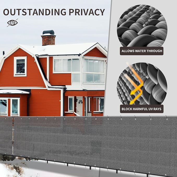 LOVE STORY Custom Size 3.3' x 31' Balcony Privacy Screen Cover, Dark Grey | HDPE Fabric, 95% UV Block, Fence Screen for Patio, Railing Cover for Apartment, Privacy Protective, Custom Size Available