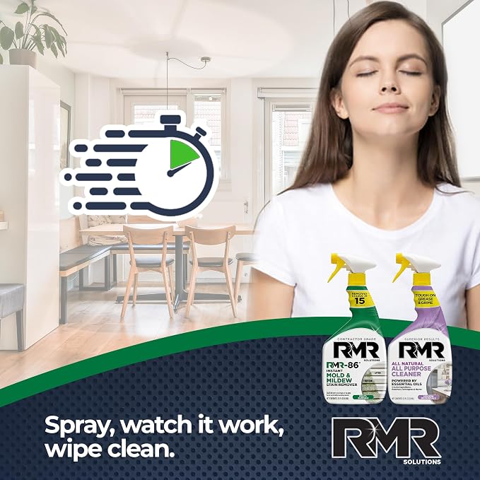 RMR Total Clean Team – Instant Stain Remover + All Natural All Purpose Cleaner, Indoor/Outdoor Cleaning Spray Kit for Kitchens, Bathrooms, Furniture, Siding, & Deck, 2–32 Oz Bottles