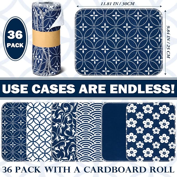 72 Pcs Reusable Cleaning Cloths Washable Cotton Kitchen Towels for Home