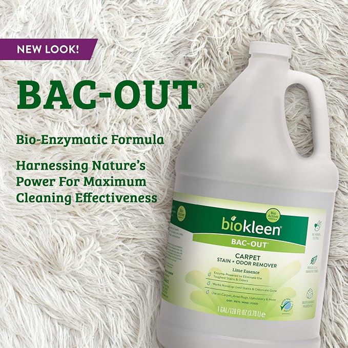 Biokleen Bac Out Enzyme Cleaner, Stain & Pet Odor Eliminator, Lime Scent | Pet Stain Remover for Carpet, Enzymatic Cleaner for Dog Urine, Cat Urine Enzyme Cleaner Destroyer, Eco-Friendly, Non-Toxic