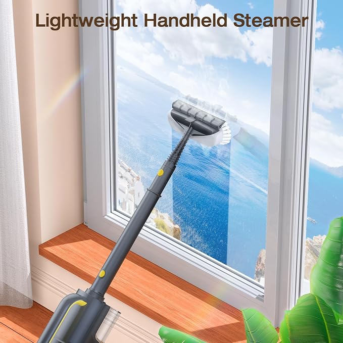 10-in-1 Steam Cleaner, Detachable Handheld Steam Mop for Multi-Surface | Quick 10s Heat, 350ml Water Tank and 2-Level Steamer for Cleaning Floor, Window, Carpet, BBQ Grill, Tile, Sofa, Car and Grout